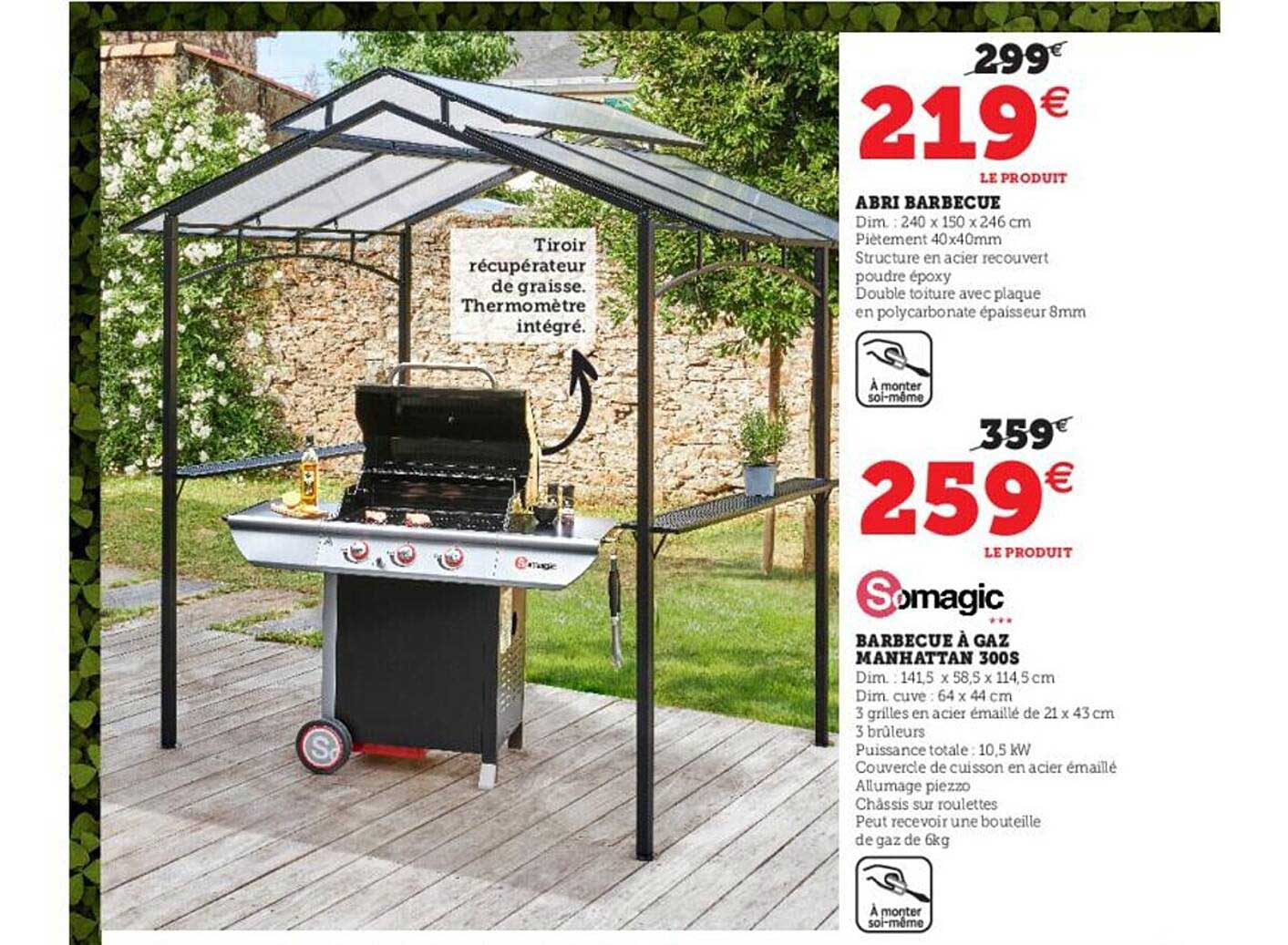 abri barbecue, barbecue à gaz manhattan 300s somagic
