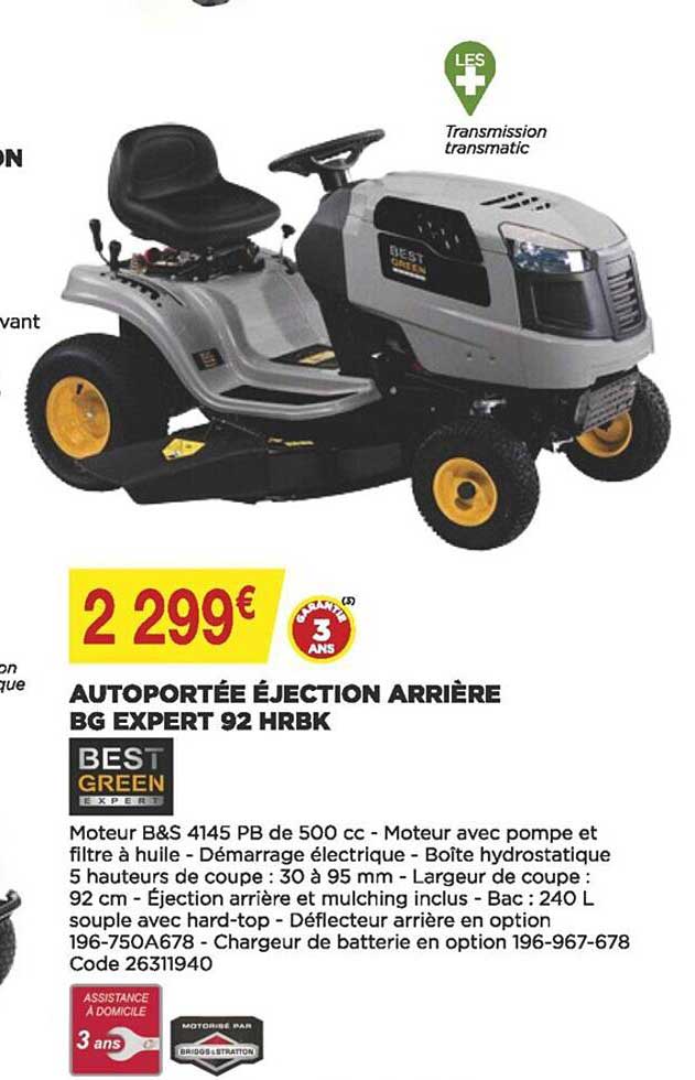 autoportée éjection arrière bg expert 92 hrbk bestgreen