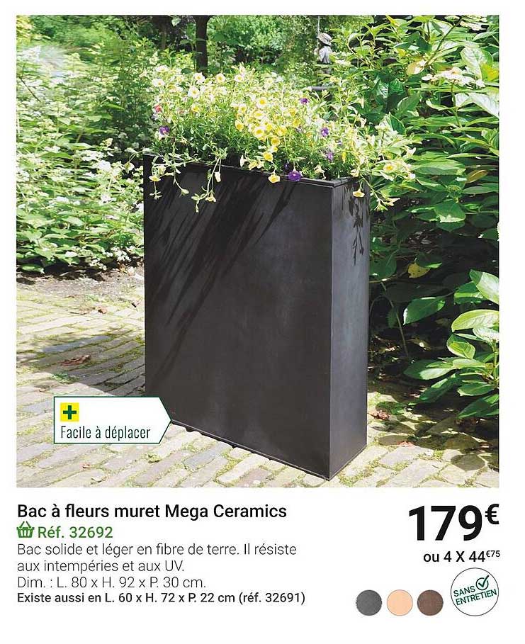 bac à fleurs muret méga ceramics