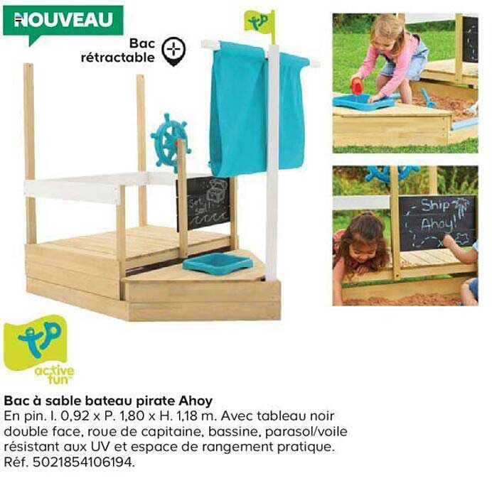 bac à sable bateau pirate ahoy active fun