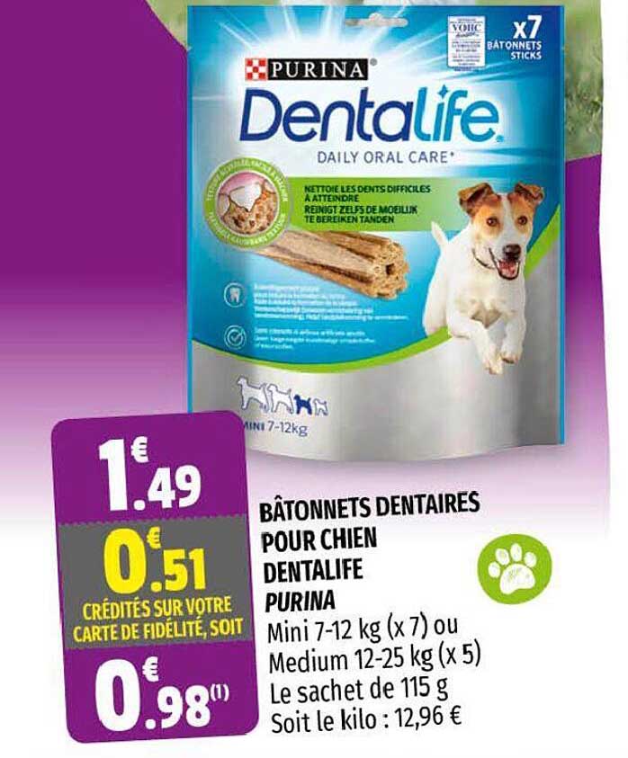 bâtonnets dentaires pour chien dentalife purina