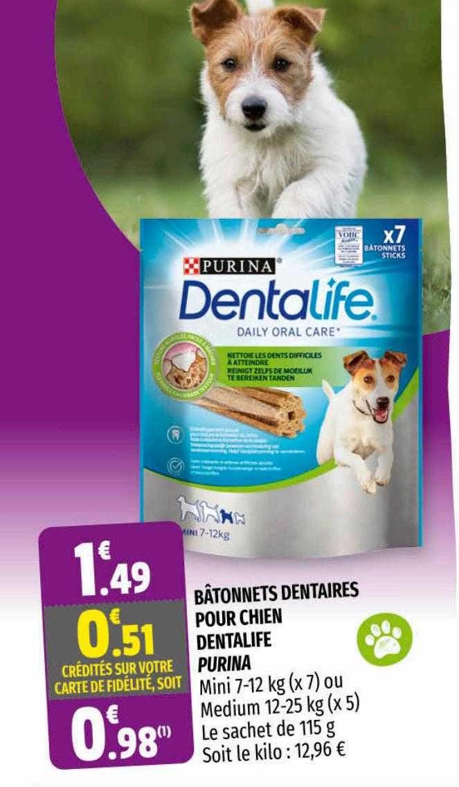 bâtonnets dentaires pour chien dentalife purina
