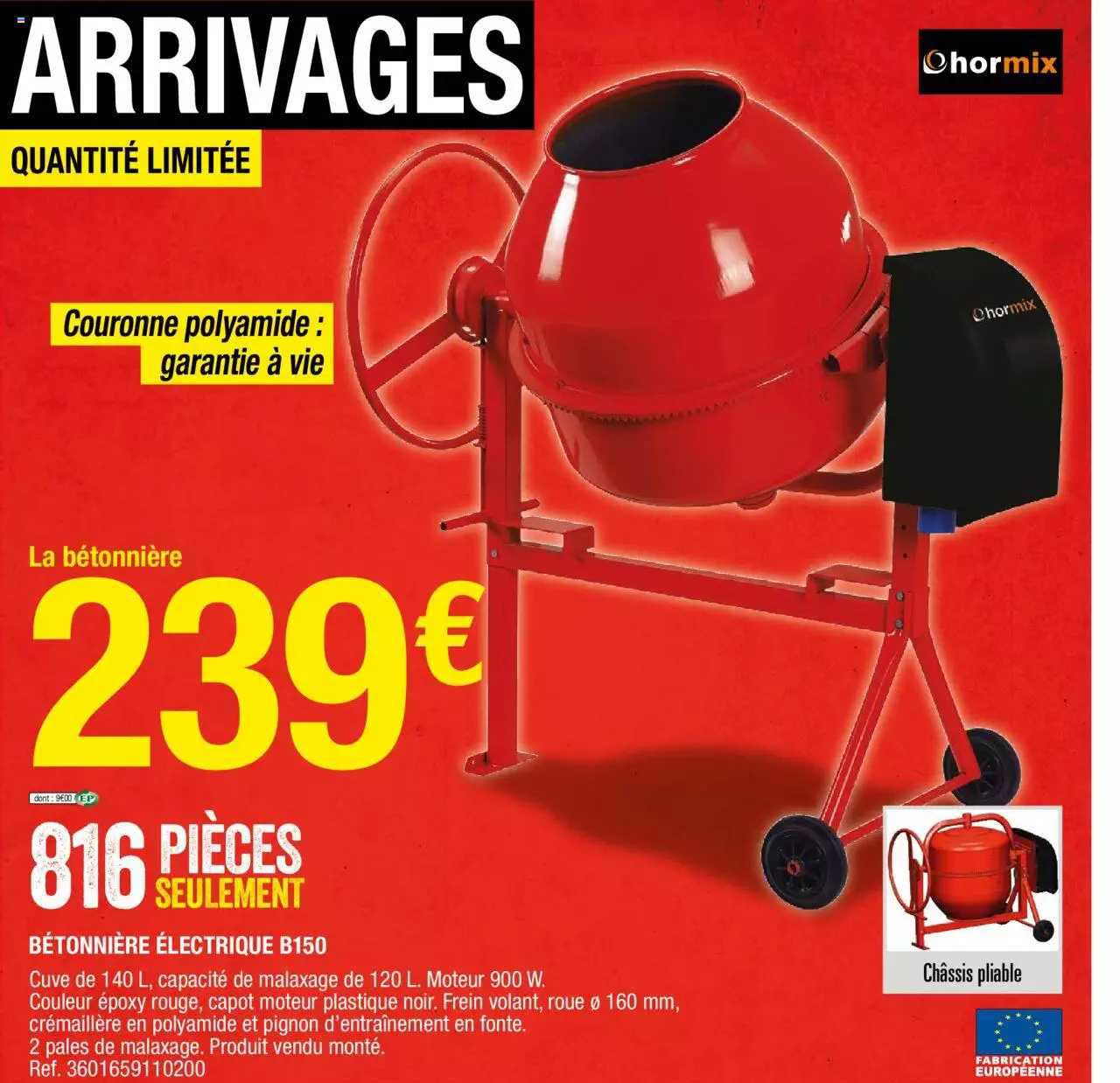 Bétonnière électrique B150