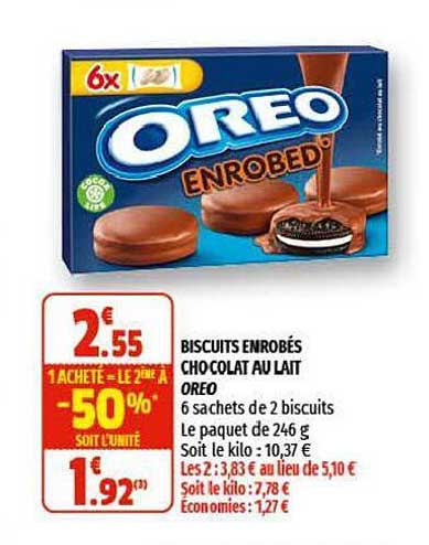 biscuits enrobés chocolat au lait oreo