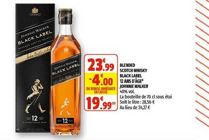 blended scotch whisky black label 12 ans d'âge johnnie walker