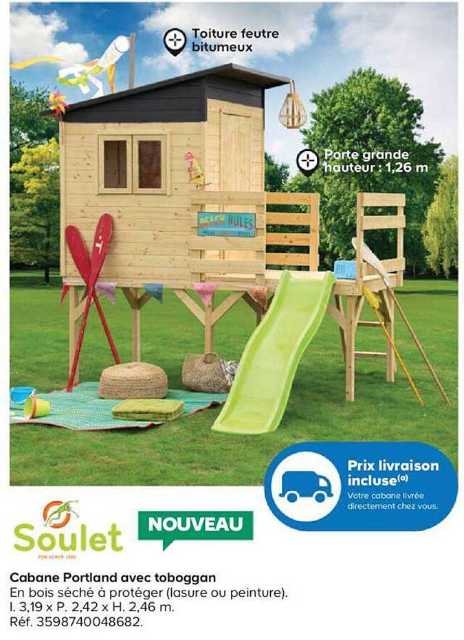 cabane portland avec toboggan soulet