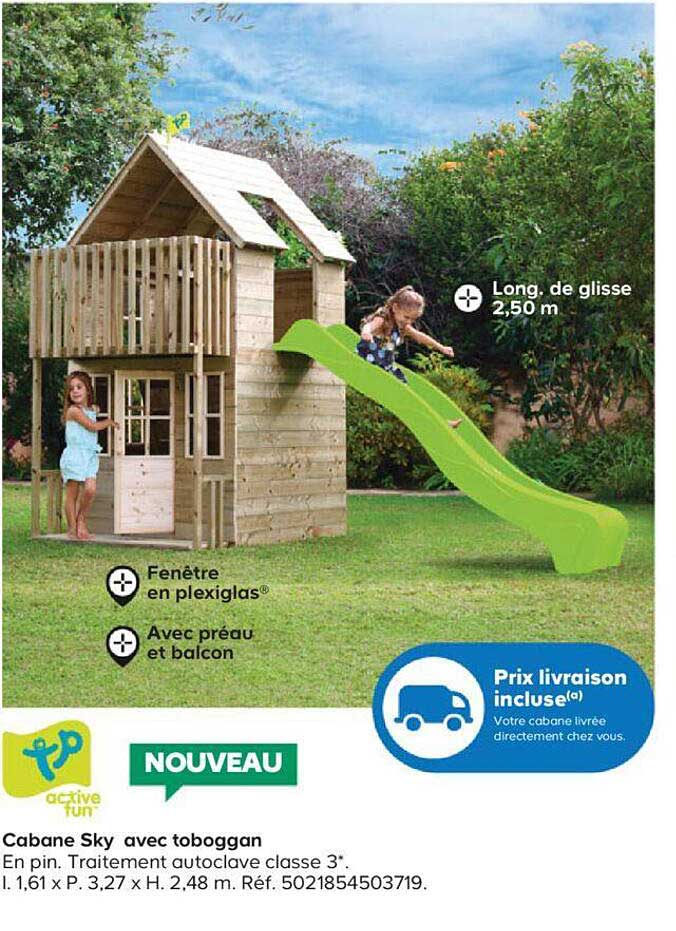 cabane sky avec toboggan active fun