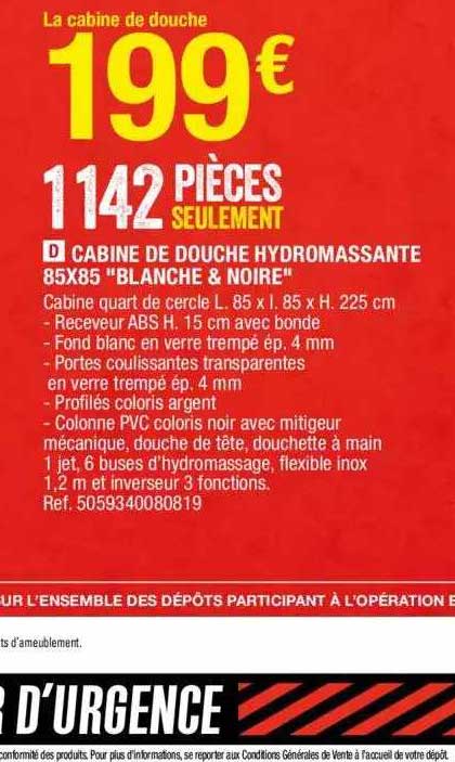 Cabine De Douche Hydromassante 85 X 85 "blanche & Noire"