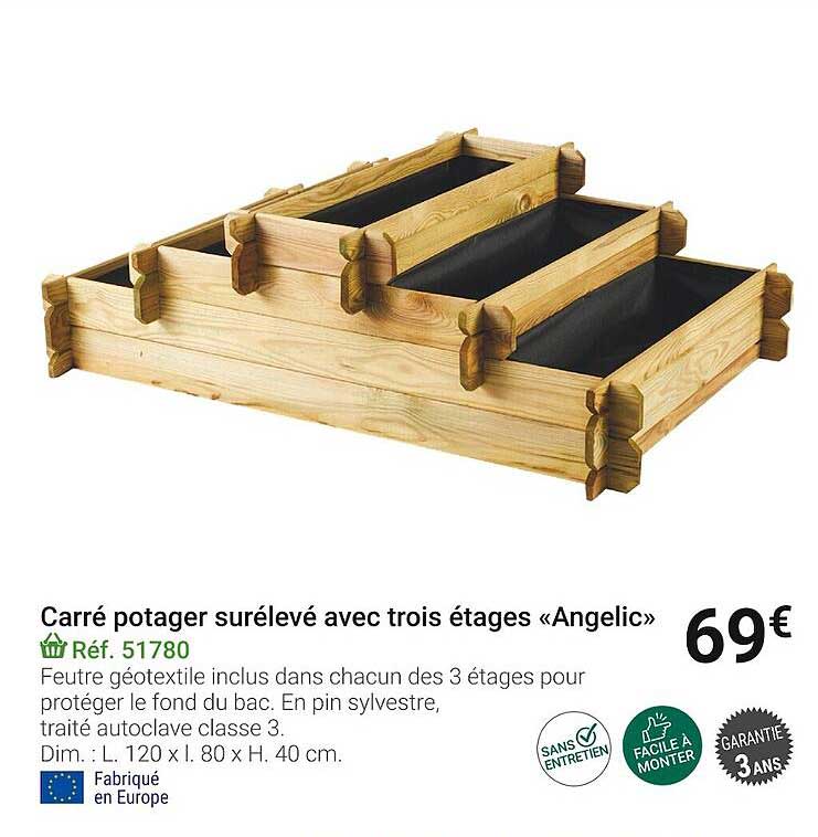 carré potager surélevé avec trois étages "angelic"