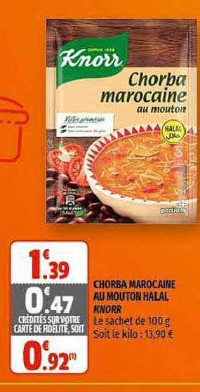 chorba marocaine au mouton halal knorr