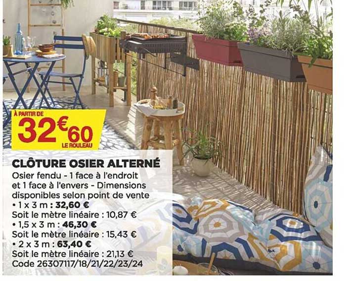 clôture osier alterné