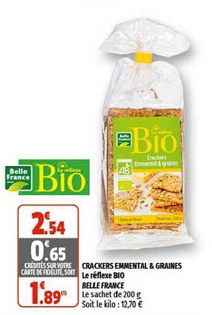 crackers emmental & graines le réflexe bio belle france