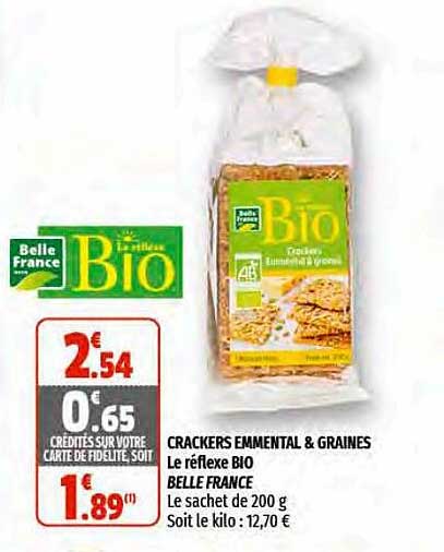 crackers emmental & graines le réflexe bio belle france