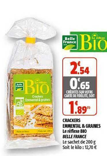 crackers emmental & graines le réflexe bio belle france