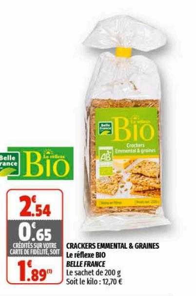 crackers emmental & graines le réflexe bio belle france