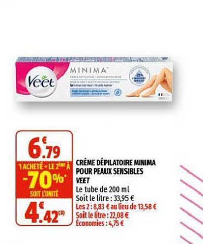 crème dépilatoire minima pour peaux sensibles veet