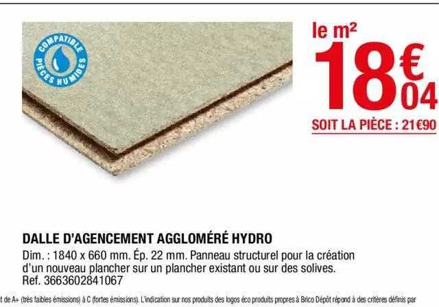 dalle d'agencement aggloméré hydro