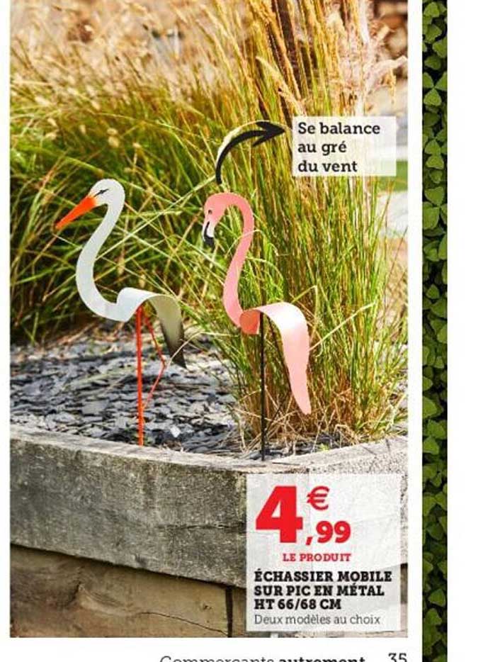 échassier Mobile Sur Pic En Métal Ht 66-68 Cm