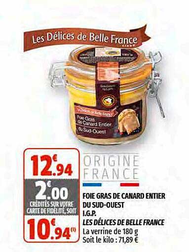 foie gras de canard entier du sud-ouest i.g.p. les délices de belle france