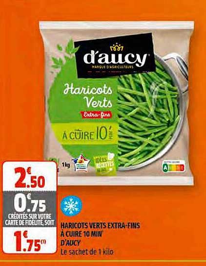 haricots verts extra-fins à cuire 10 min d'aucy
