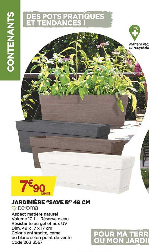 jardinière "save r" 49 cm deroma