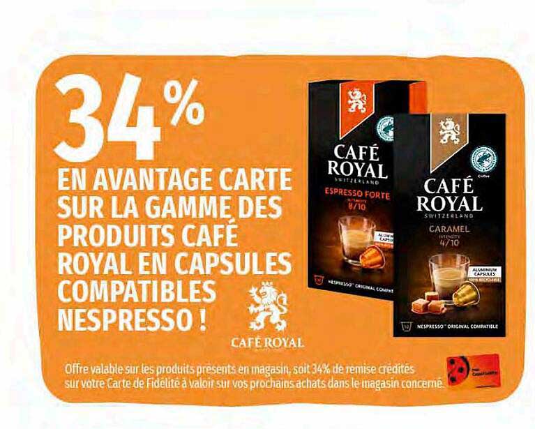 la gamme des produits café royal en capsules compatibles nespresso