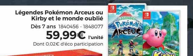 légendes pokémon arceus ou kirby et le monde oublié