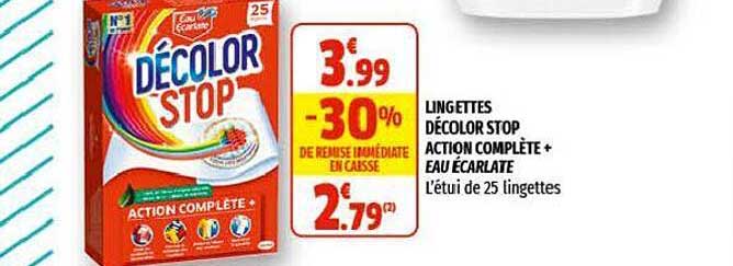 lingettes décolor stop action complète eau éclarlate