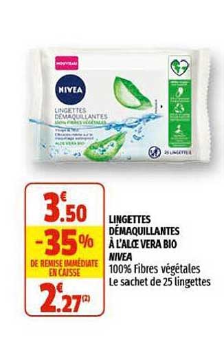 Lingettes Démaquillantes à L'aloé Véra Bio Nivea