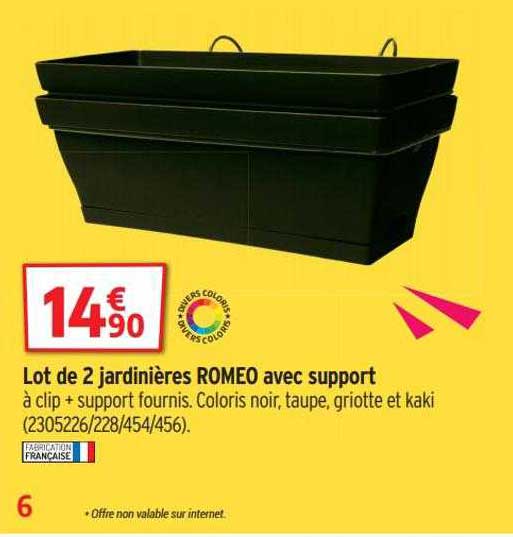 lot de 2 jardinières romeo avec support