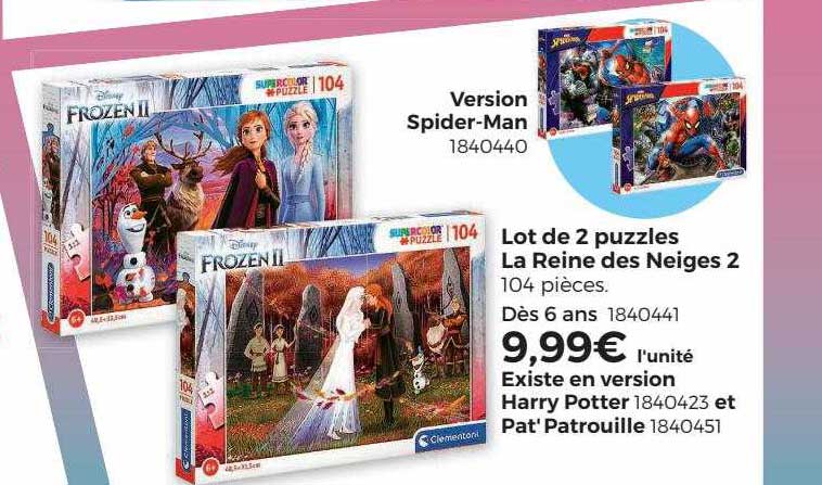 lot de 2 puzzles la reine des neiges 2