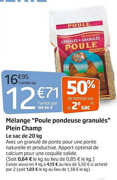 mélange "poule pondeuse granulés" plein champ