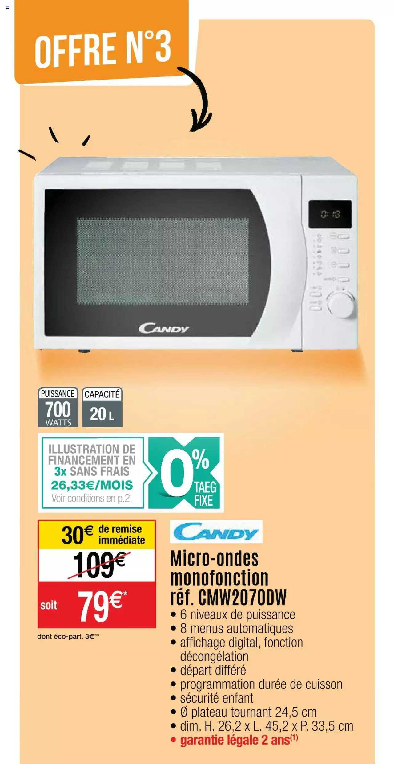 micro-ondes monofonction candy