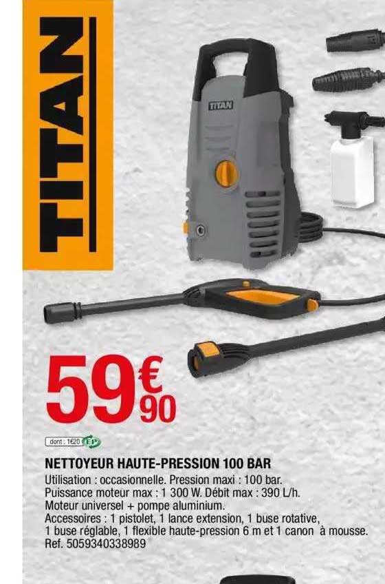 Nettoyeur Haute-pression 100 Bar Titan