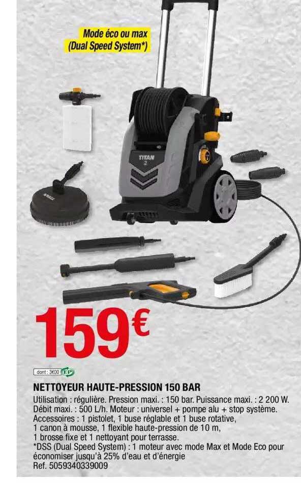 nettoyeur haute-pression 150 bar titan