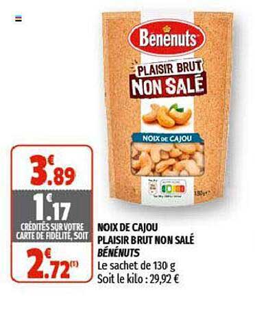 noix de cajou plaisir brut non salé bénénuts