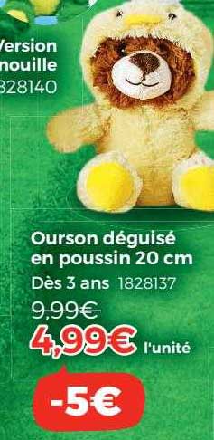 Ourson Déguisé En Poussin 20 Cm