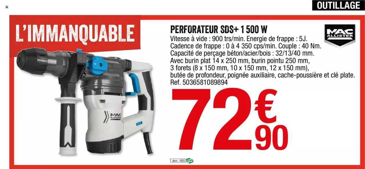 perforateur sds+ 1500 w mac allister