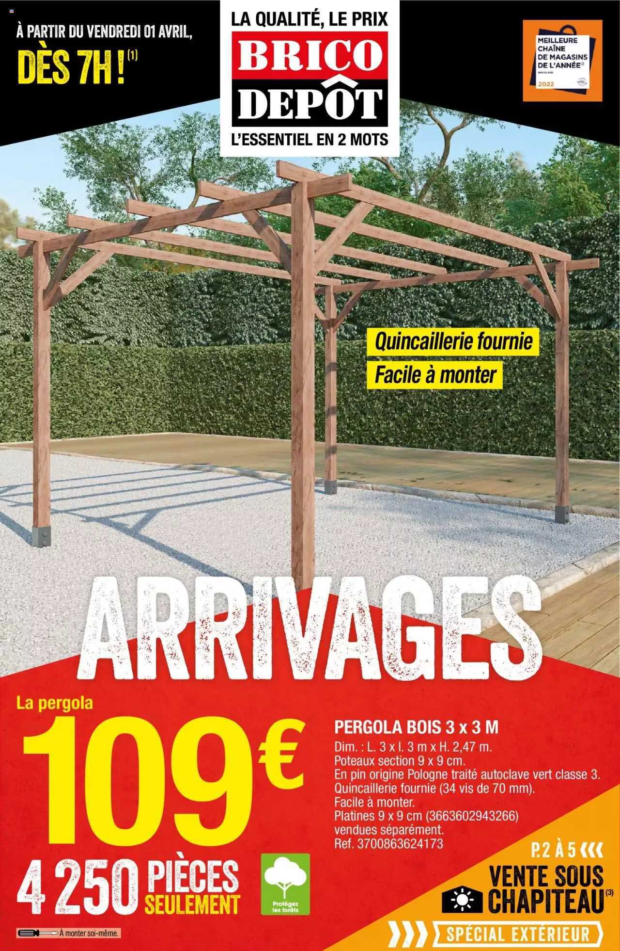 Pergola Bois 3 X 3 M