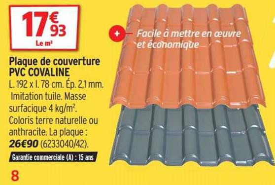 plaque de couverture pvc covaline