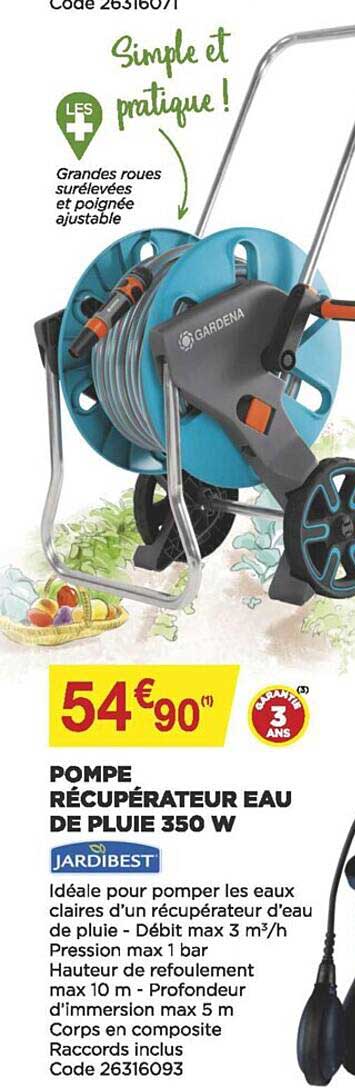 pompe récupérateur eau de pluie 350 w jardibest