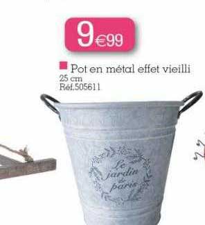 pot en métal effet vieilli