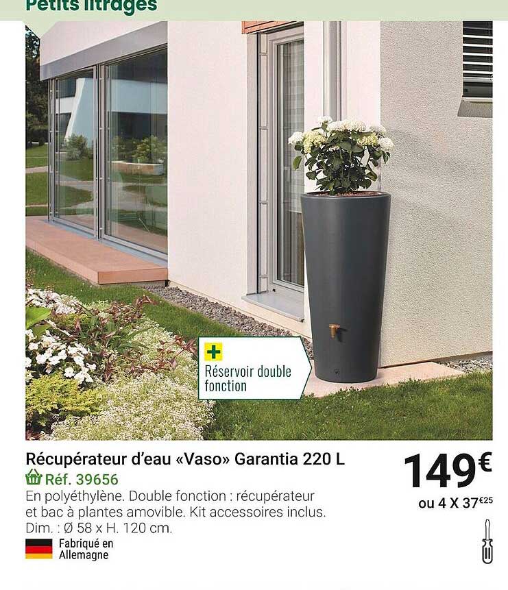 récupérateur d'eau "vaso" garantia 220 l