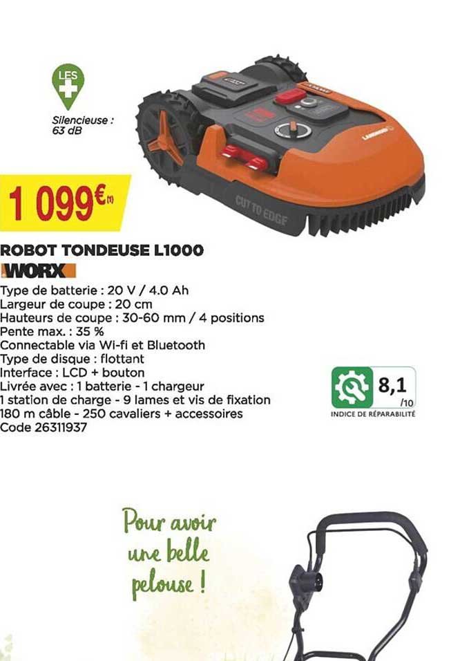 robot tondeuse l1000 worx