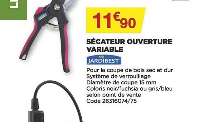 sécateur ouverture variable jardibest