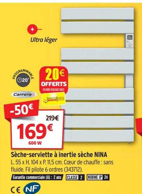 sèche-serviette à inertie sèche nina