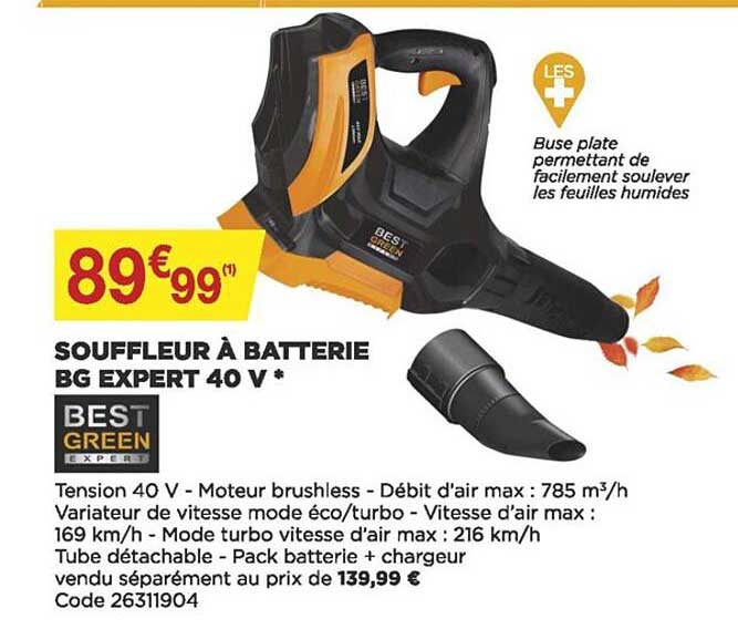 souffleur à batterie bg expert 40 v bestgreen