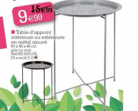 table d'appoint intérieure ou extérieure en métal ajouté