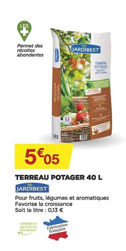 terreau potager 40 l jardibest