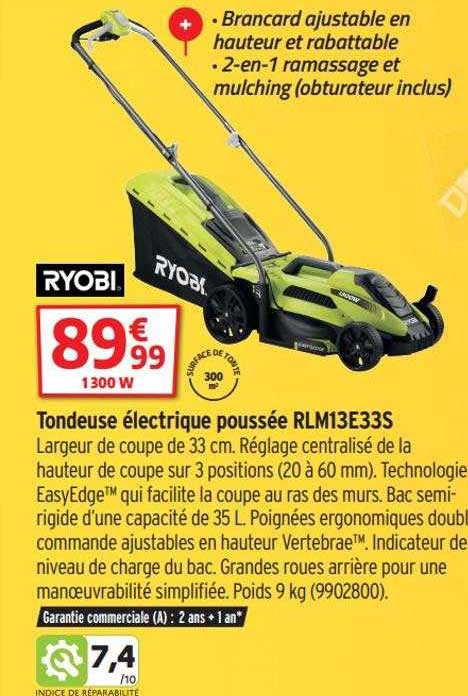 tondeuse électrique poussée ryobi